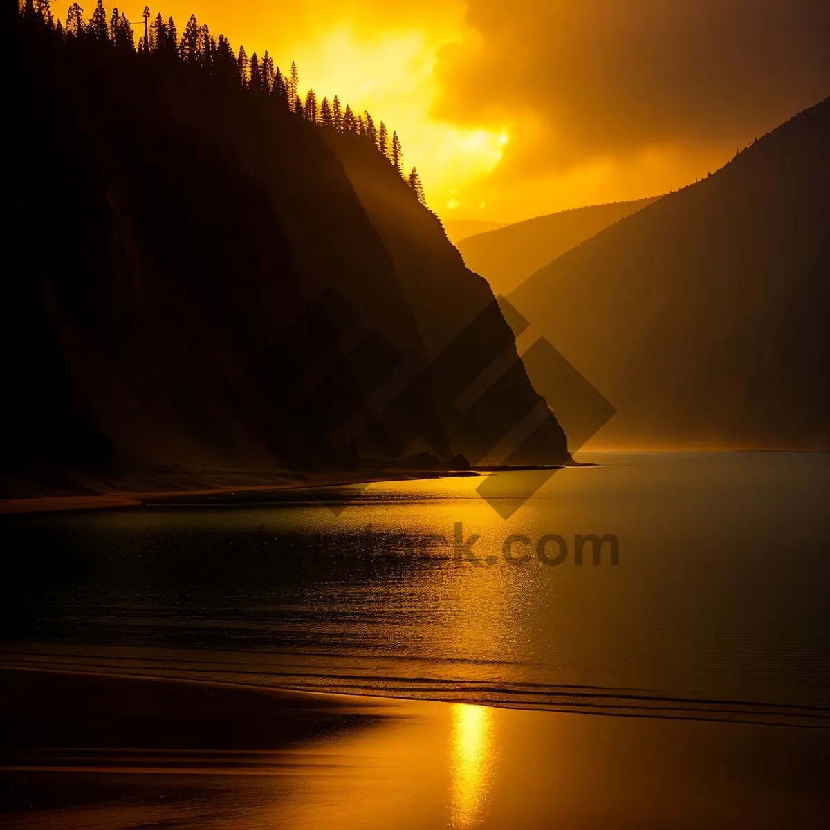 Picture of Tropical Sunset over Ocean, Serene Beachscape