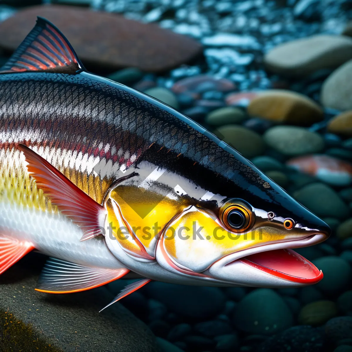 Picture of Underwater Marine Wildlife Catch: Coho Salmon and Tuna Fish