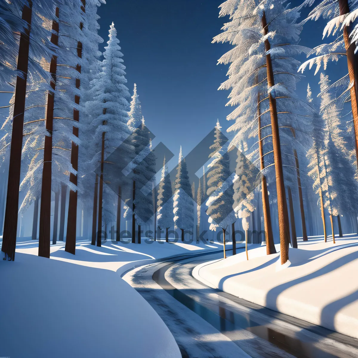 Picture of Snow-Covered Urban Business Hub Amidst Winter Skyline