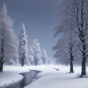 Winter Wonderland: Serene snowy road through rural forest.