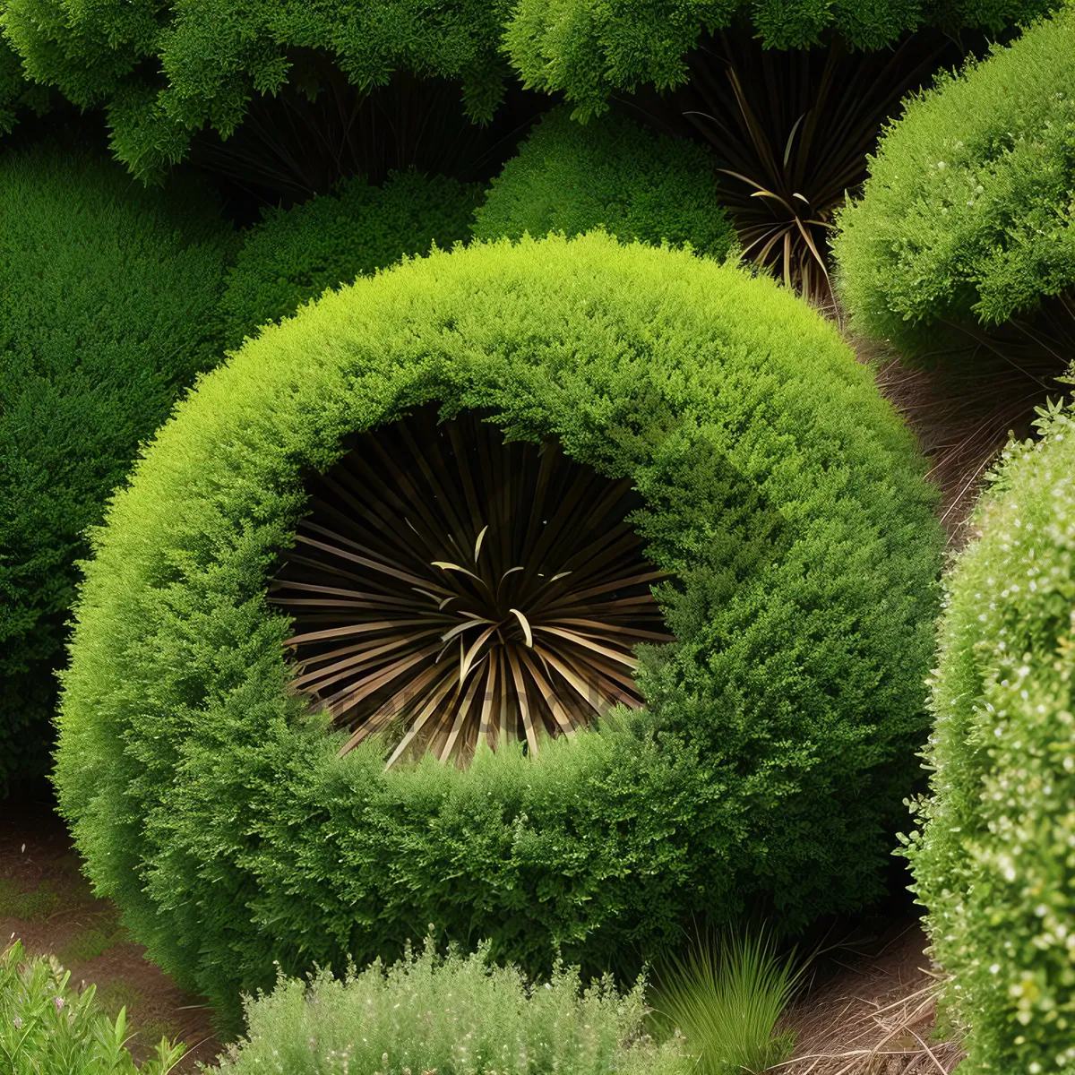 Picture of Botanical Delight: Vibrant Cactus Flower in Herb Maze