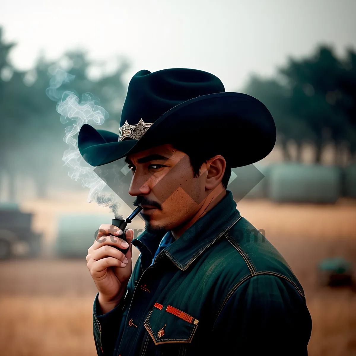 Picture of Happy Cowboy Man with Sombrero Hat