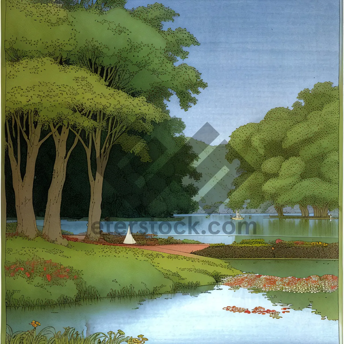 Picture of Serene Forest Reflection on Summer Lake