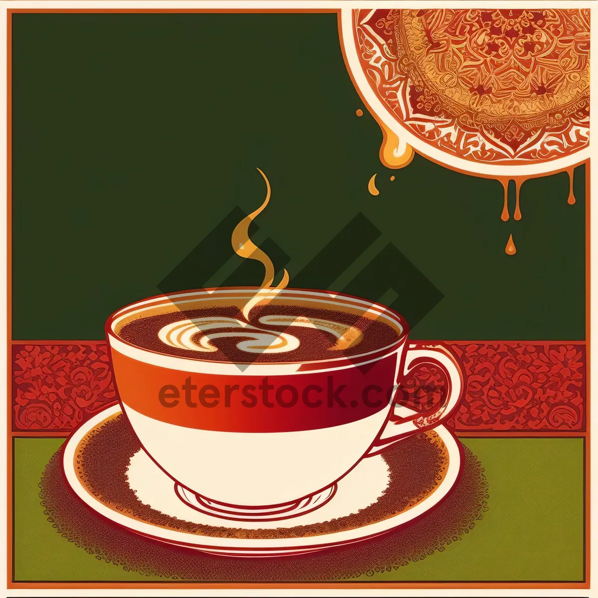 Picture of Hot Cup of Morning Espresso with Saucer