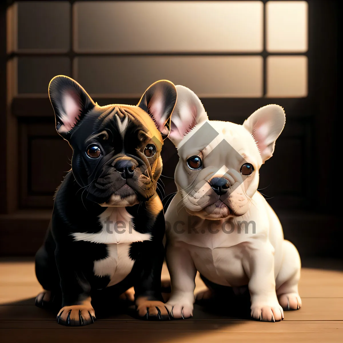 Picture of Adorable Wrinkled Bulldog Puppy with Brown Wrinkle