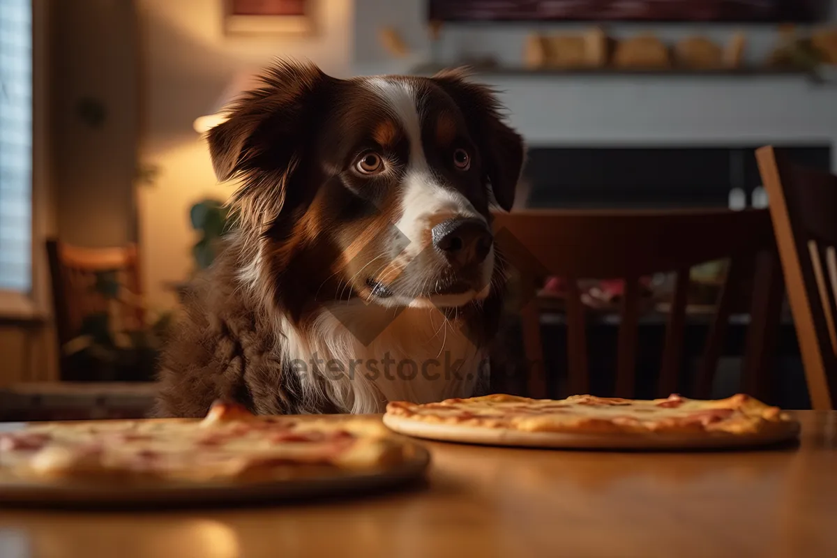 Picture of Adorable brown border collie puppy with soulful eyes.