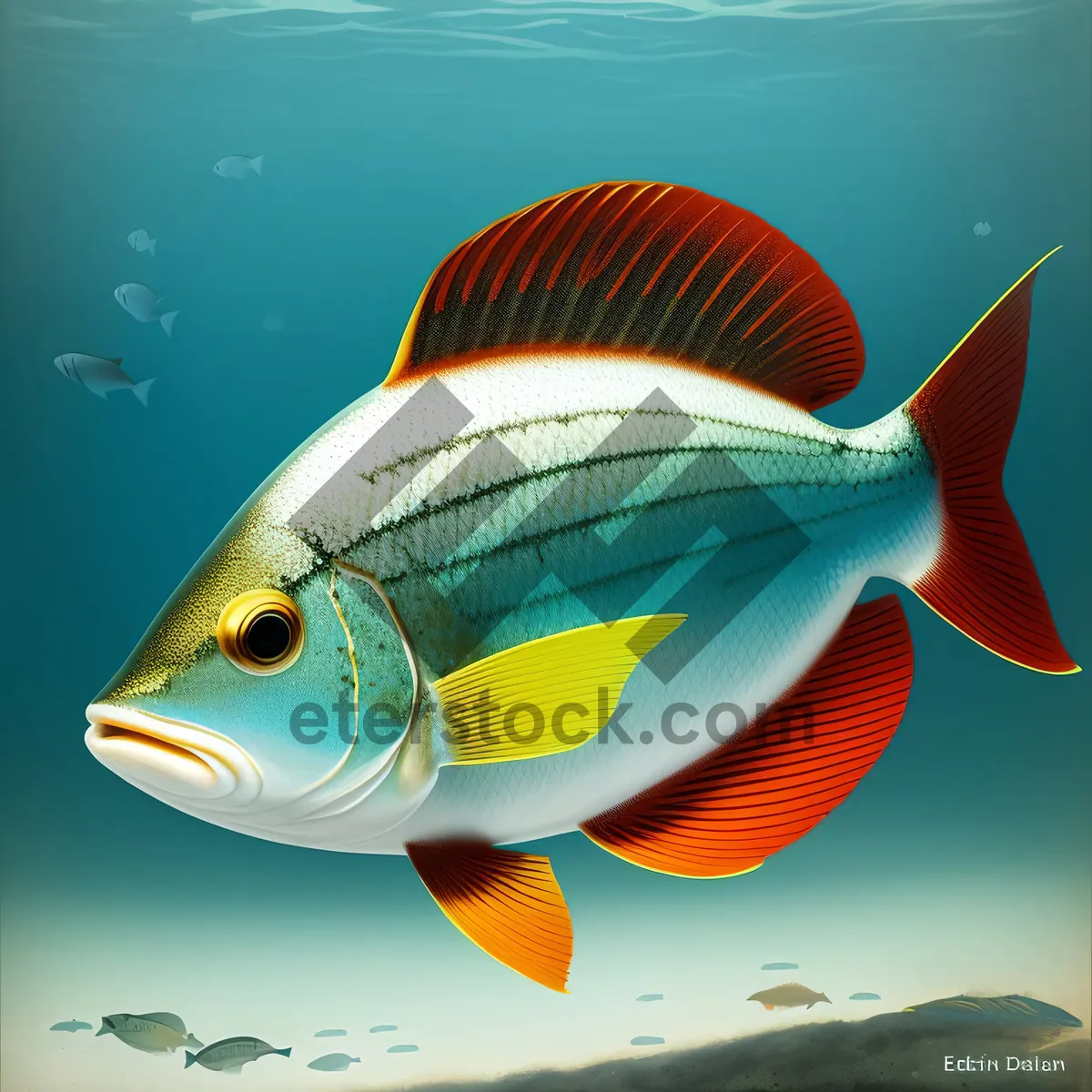 Picture of Colorful Tropical Fish Swimming in Aquarium