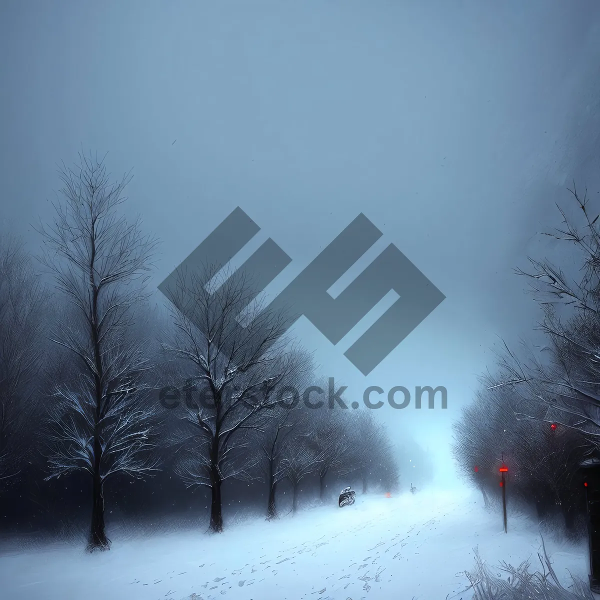 Picture of Winter Wonderland: Snowy Landscape with Frozen Trees