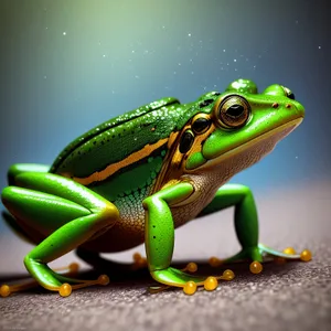 Vibrant Eyed Tree Frog Peeking Through Leaves