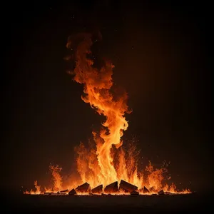 Fiery Blaze Igniting a Bonfire in the Dark