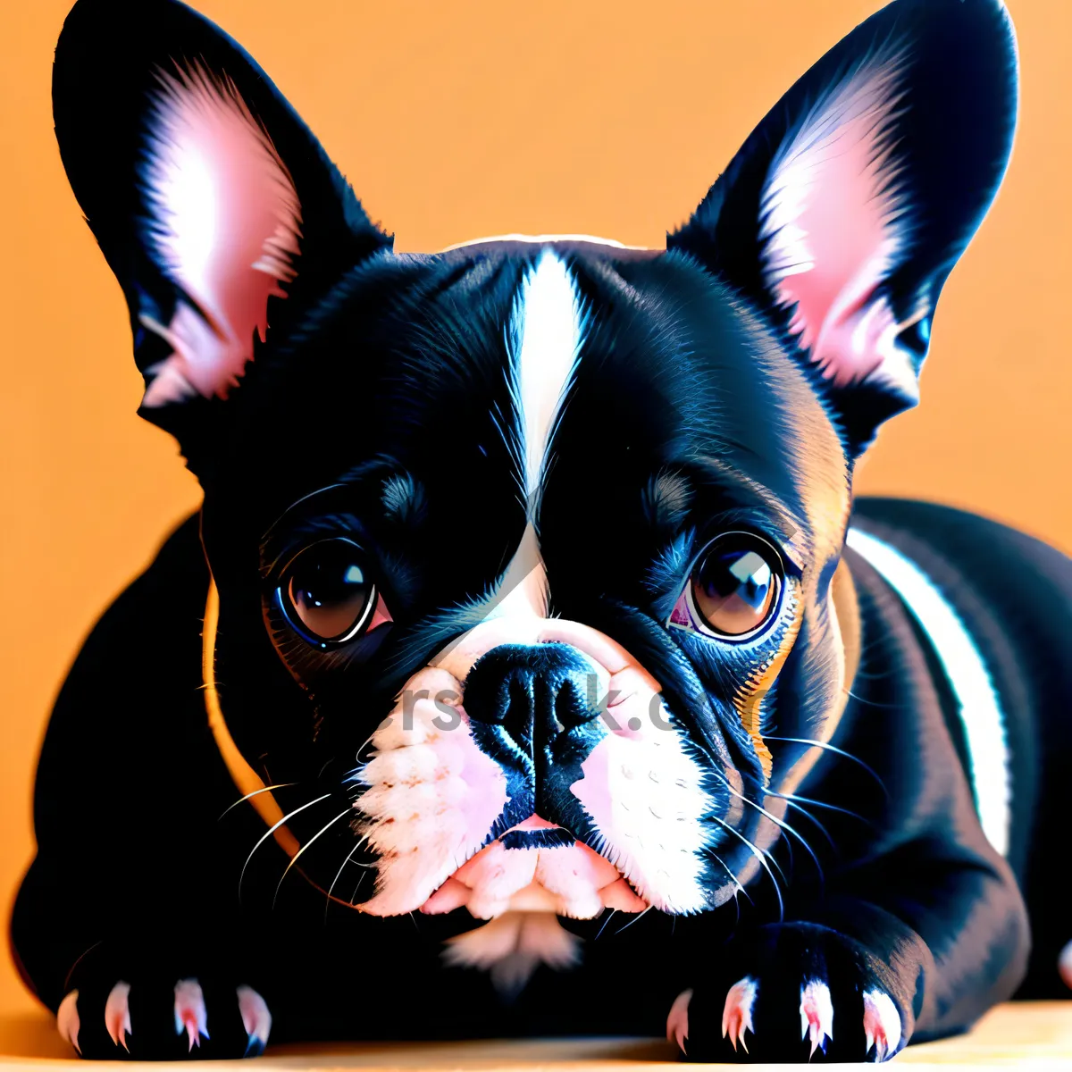 Picture of Black Terrier Portrait - Cute Studio Bulldog