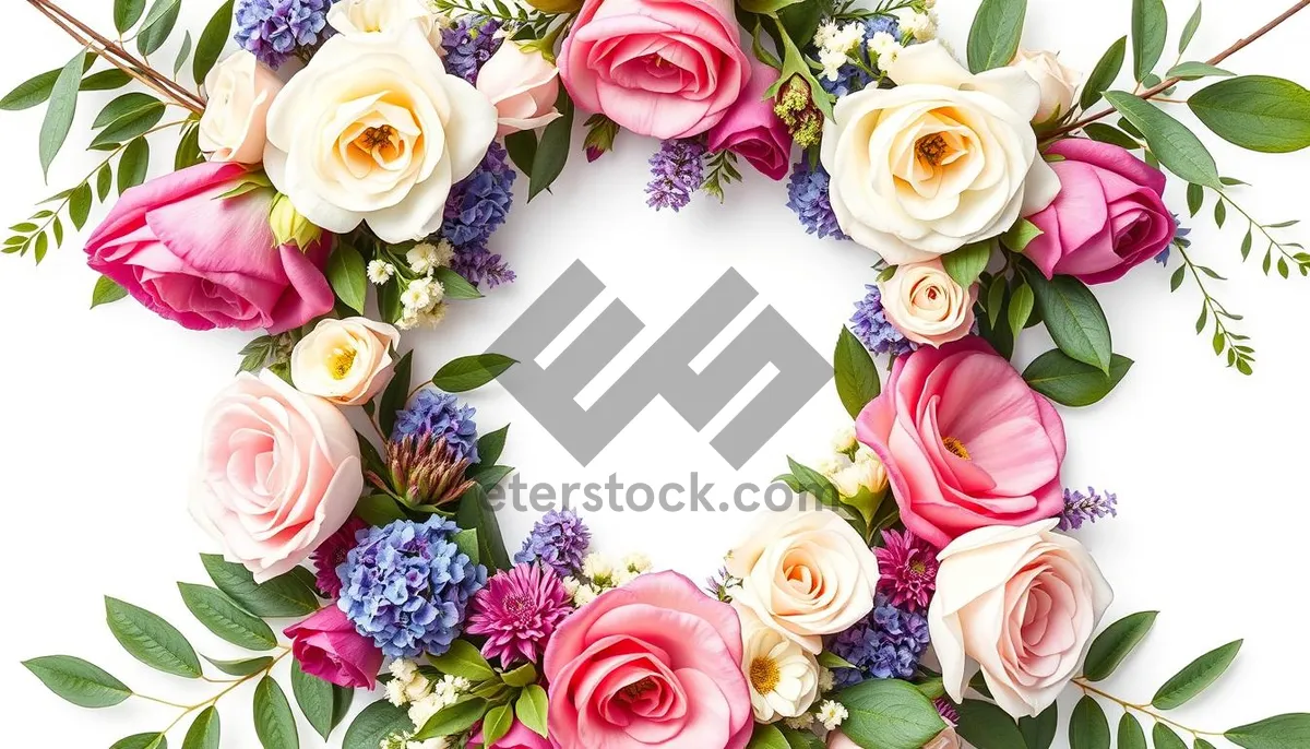 Picture of Elegant Wedding Floral Frame Decoration With Pink Roses