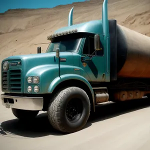 Highway trucking with concrete mixer at high speed.