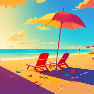 Sunny Escape: Beach Umbrella Silhouette by the Sea