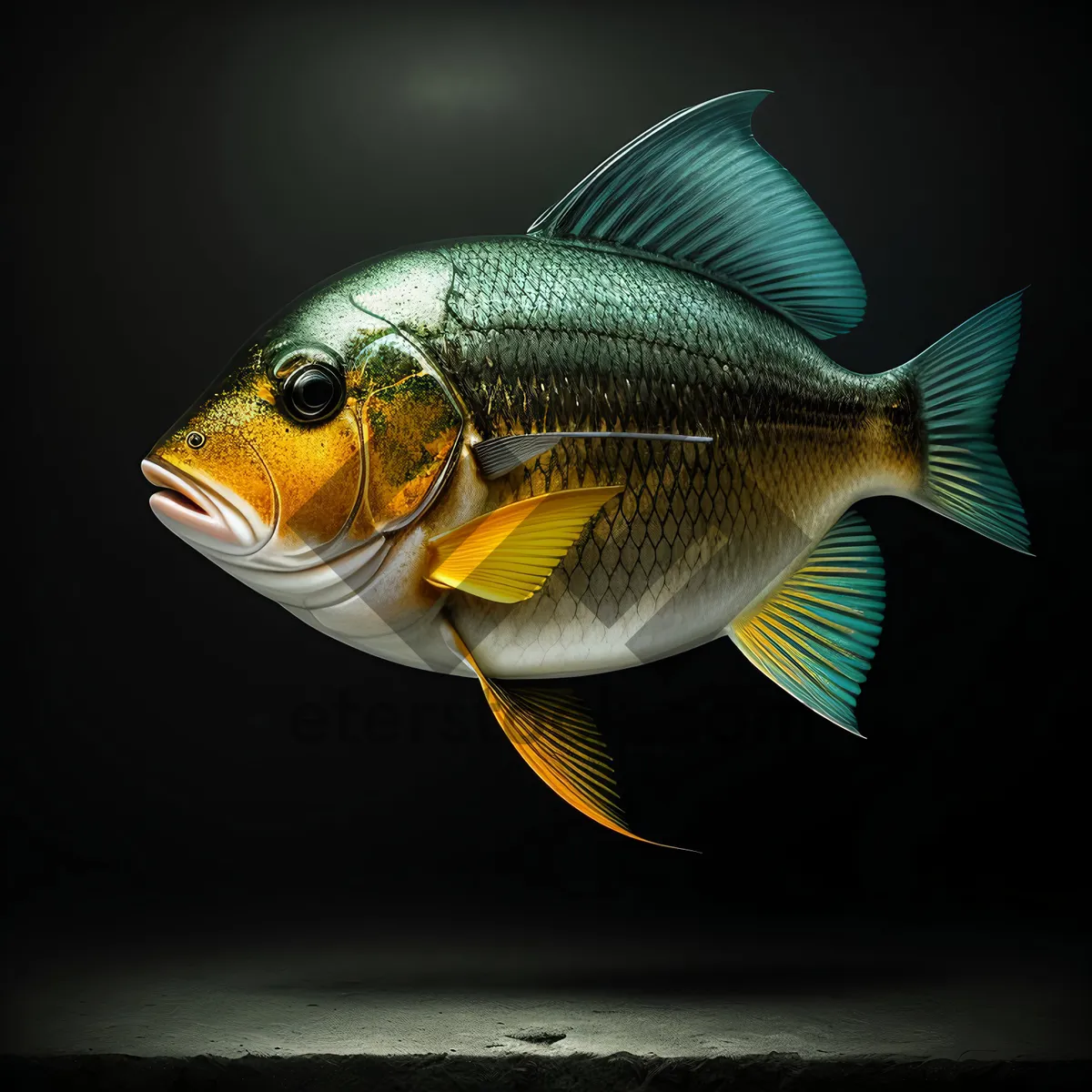 Picture of Colorful Sunfish Swimming in Aquarium