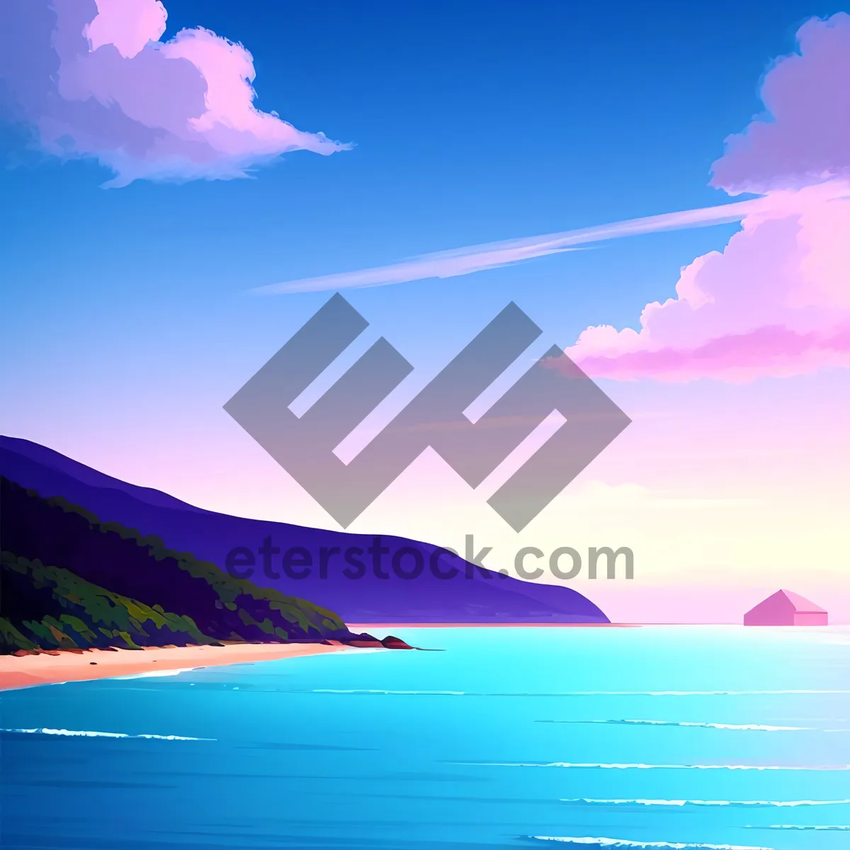 Picture of Golden Sunset over the Ocean