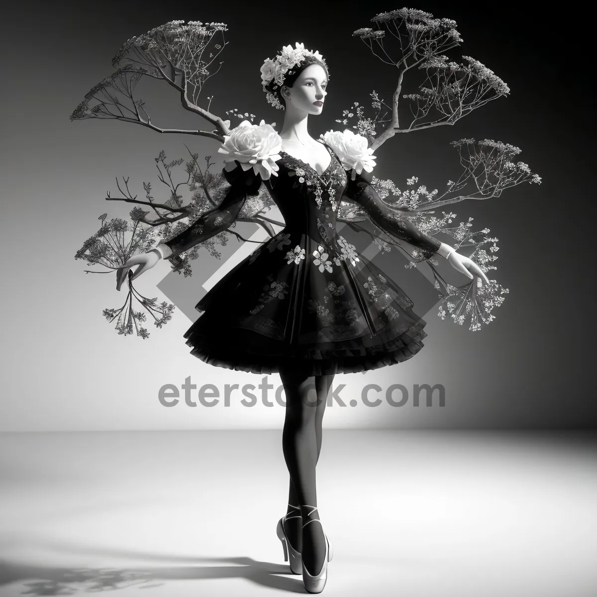 Picture of Elegant Ballet Dancer in Silhouette Performing