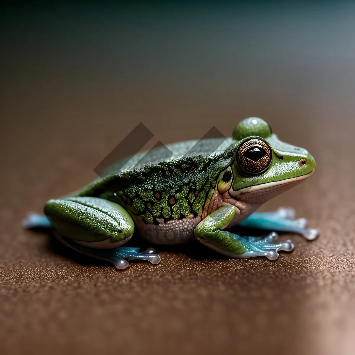 Picture of Vibrant Eyed Tree Frog Peeking Through Leaves