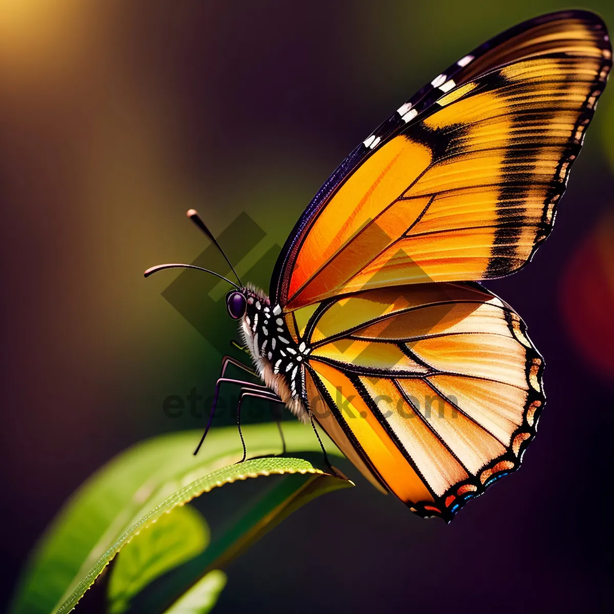 Picture of Delicate Monarch Butterfly Resting on Colorful Flower