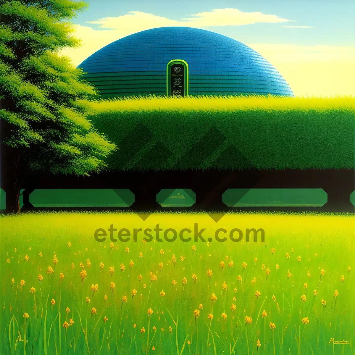 Picture of Idyllic Farmstead: Rolling Hills and Sunlit Fields