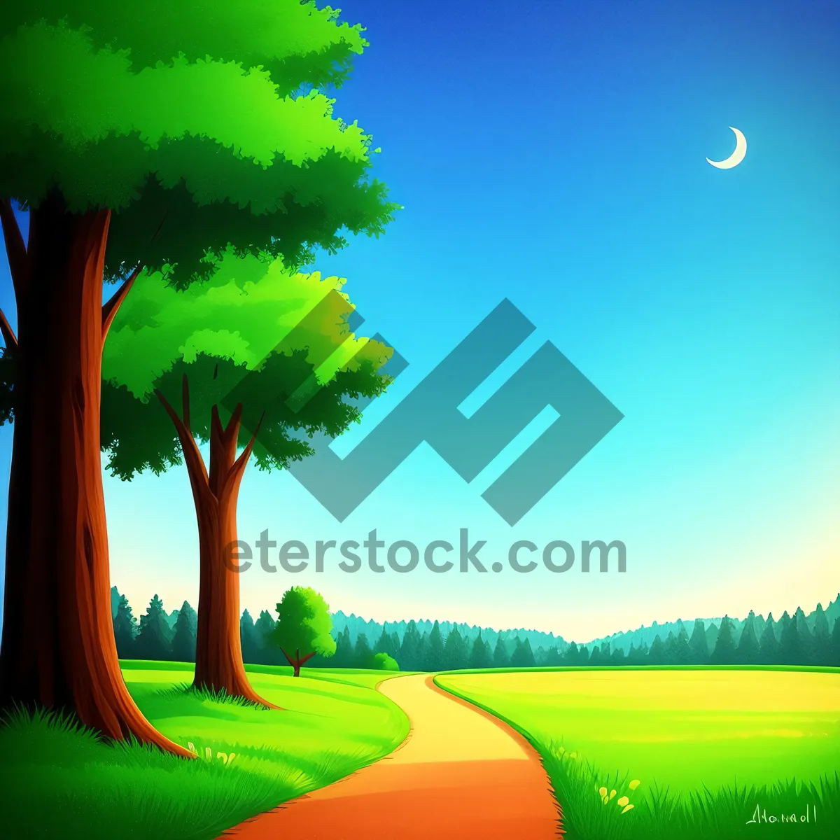 Picture of Idyllic countryside: endless meadows under summer skies