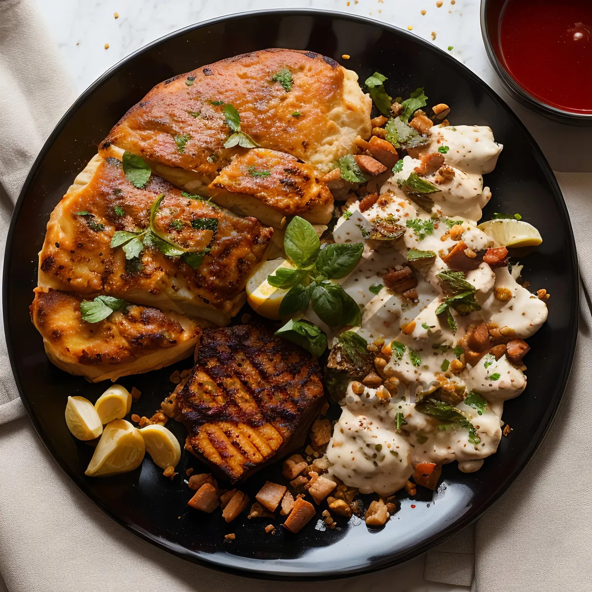 Picture of Delicious Gourmet Pizza with Vegetables and Cheese
