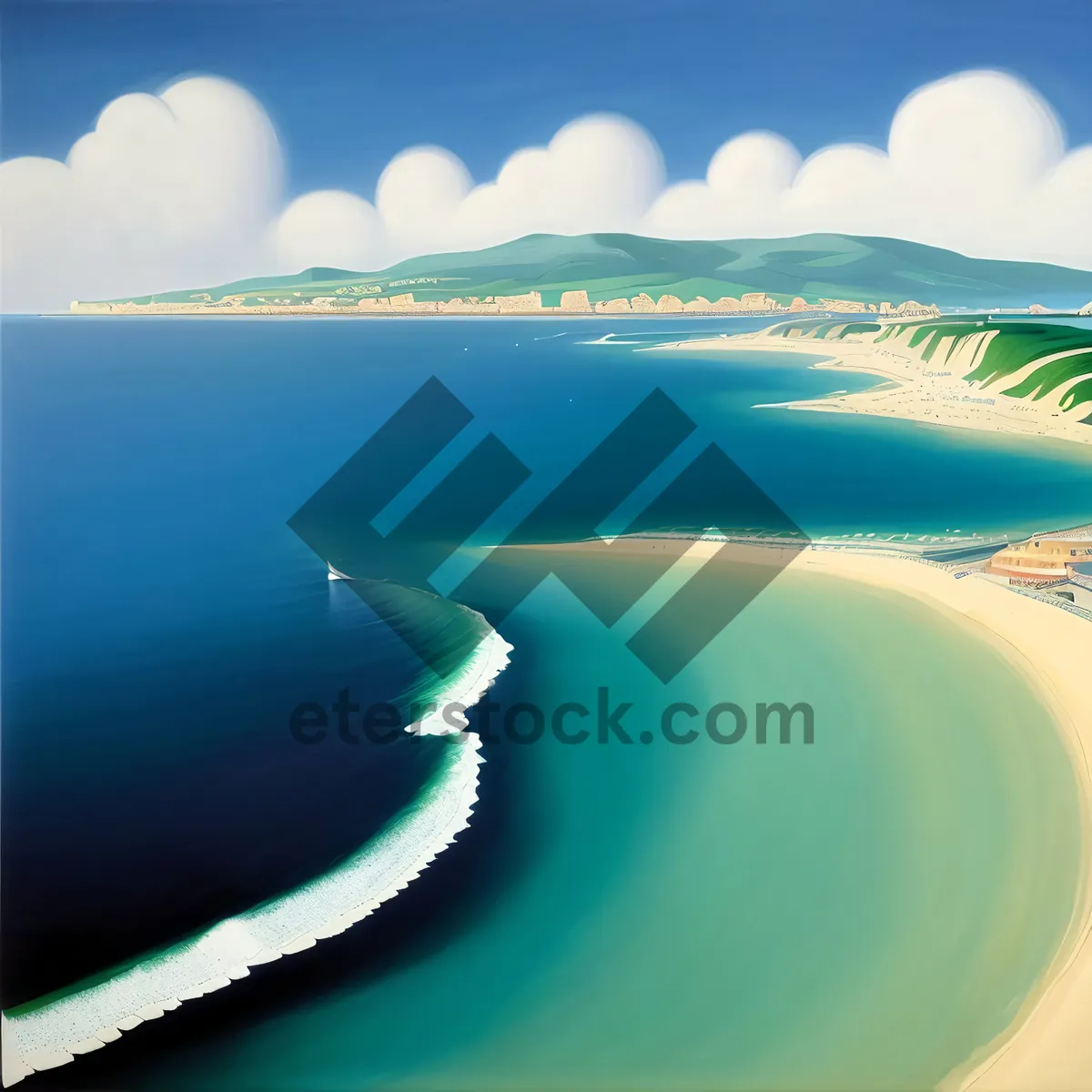 Picture of Tropical sunset beach paradise vacation seascape landscape.
