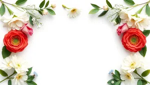 Grunge floral frame with leaves and flowers.