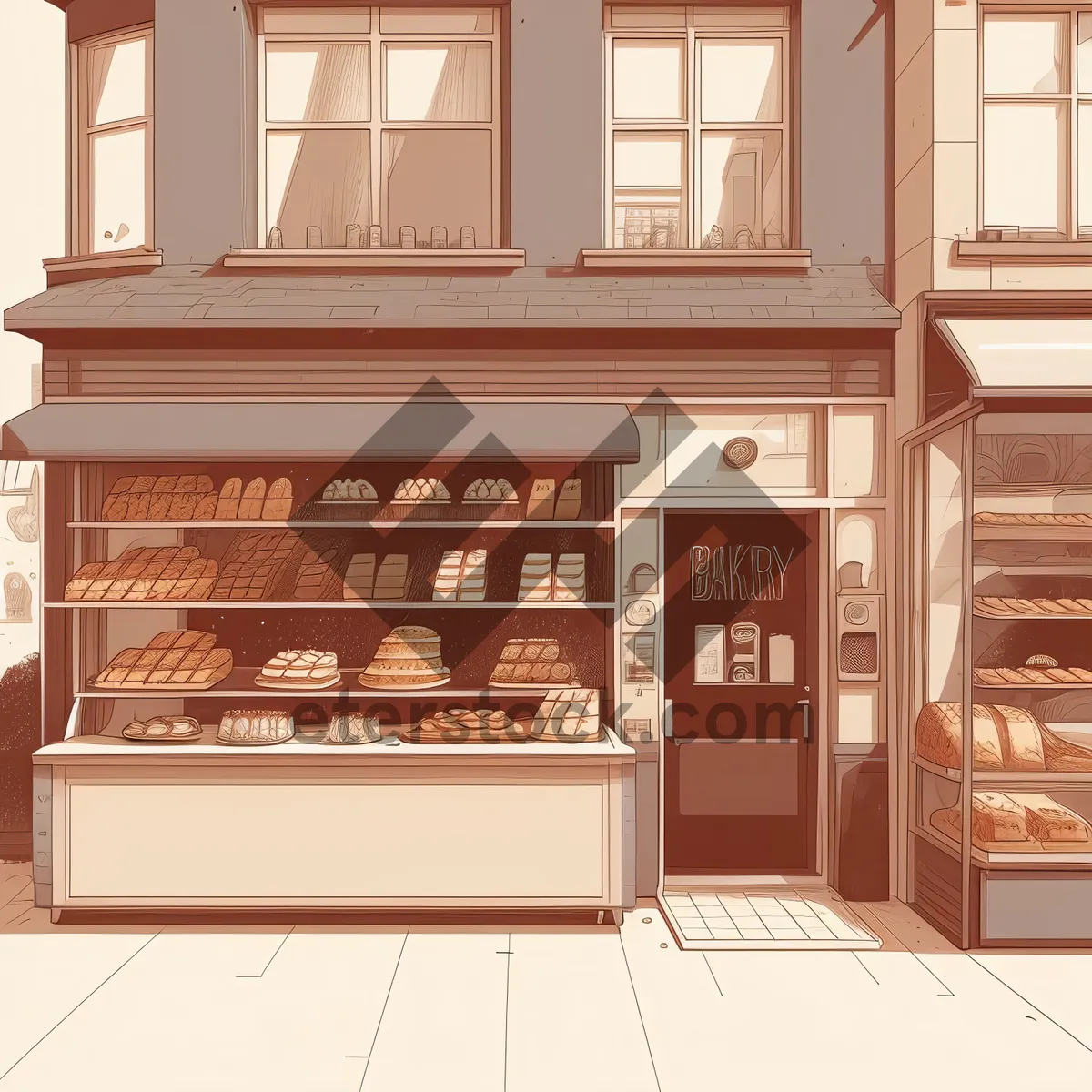 Picture of Urban Brick Facade with Bakery Shop