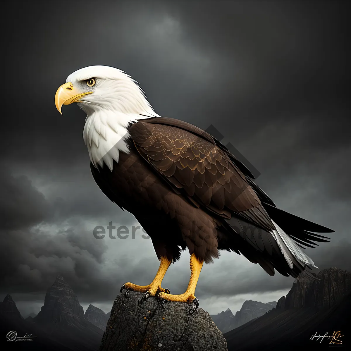 Picture of Majestic Bald Eagle Spreading Its Wings