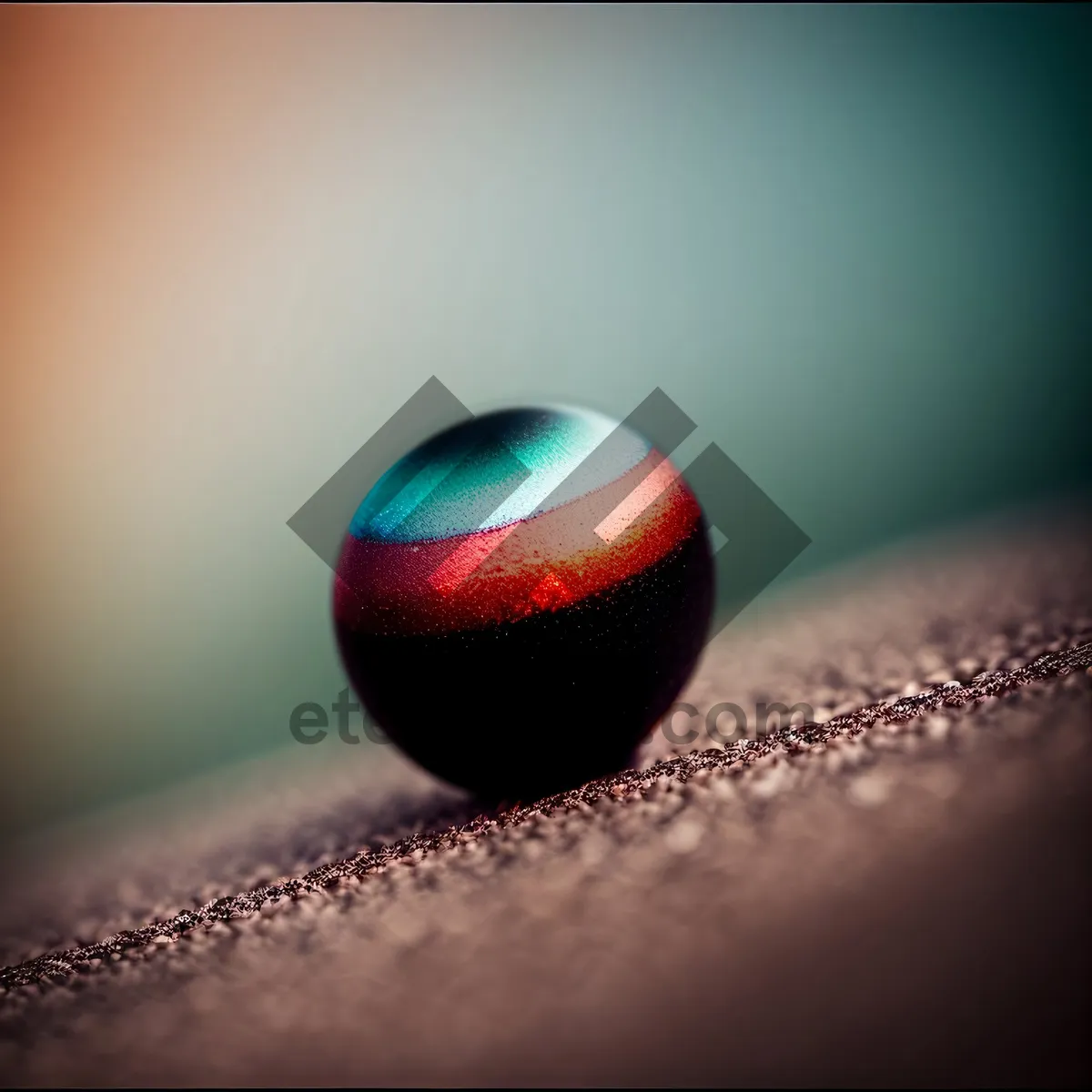 Picture of Colorful Stitched Ball on a Pool Table