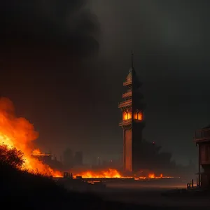 Sunset Silhouette of Majestic City Minaret