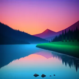 Serene Sunset Reflection on Lake