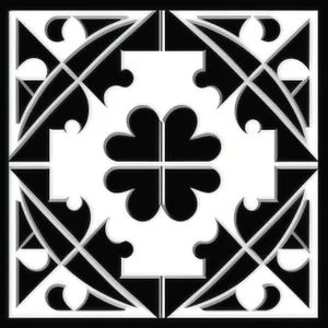 Black Heraldry Design: Retro Ornament Pattern with Silhouette Gems