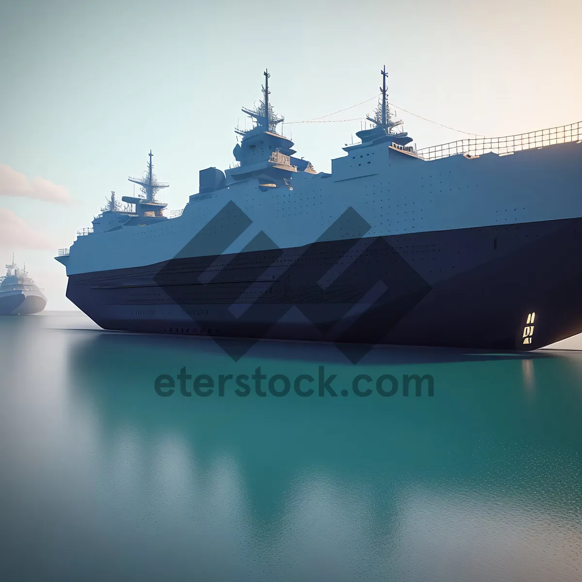 Picture of Maritime Transporter: Majestic Warship in Harbor