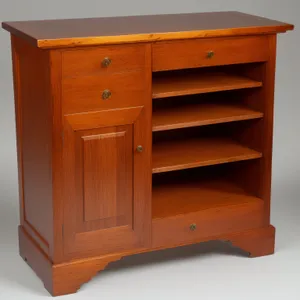 Wooden Desk with Open Storage Box