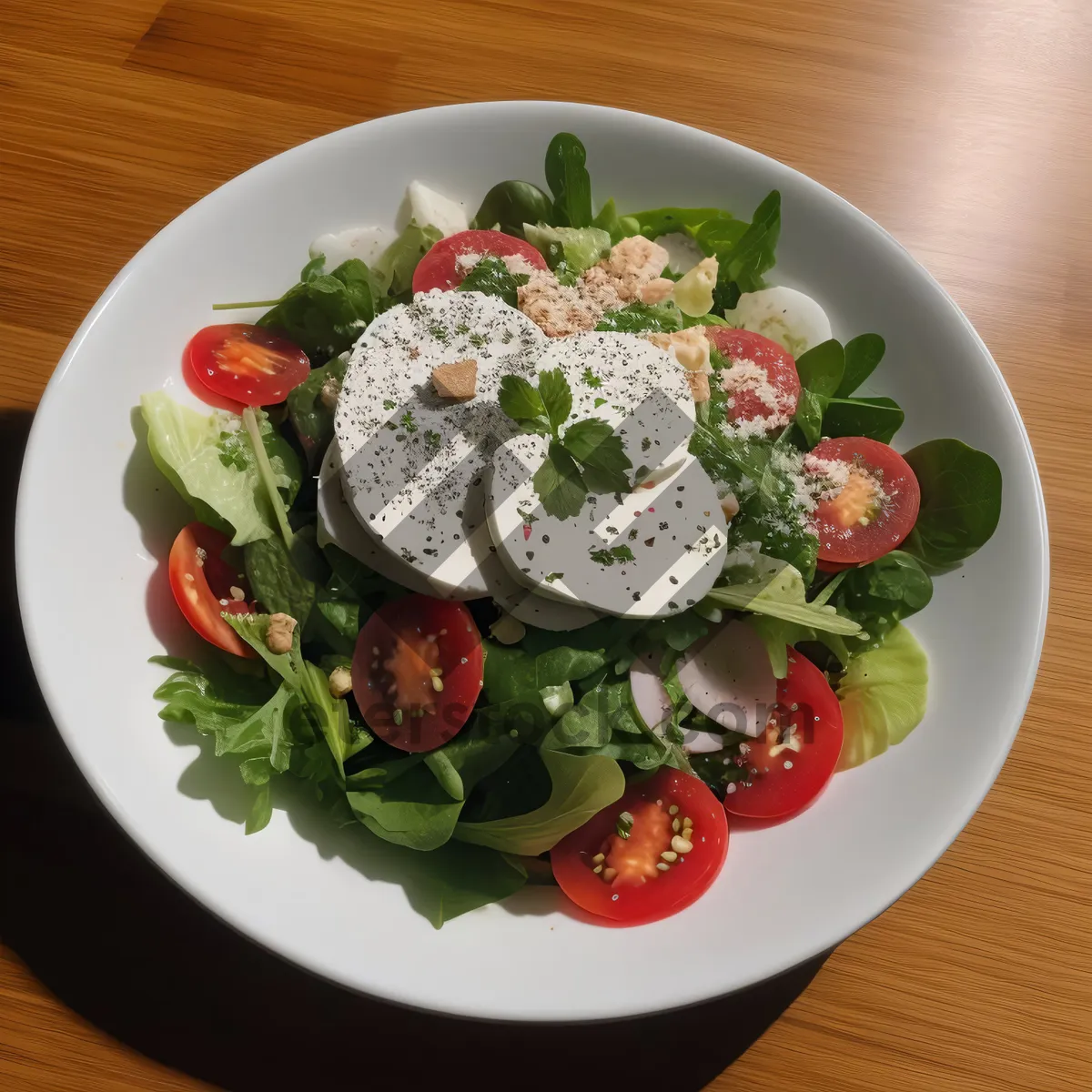 Picture of Vegetarian gourmet salad with fresh vegetables and cheese