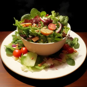 Fresh Gourmet Salad with Delicious Cheese and Vegetables