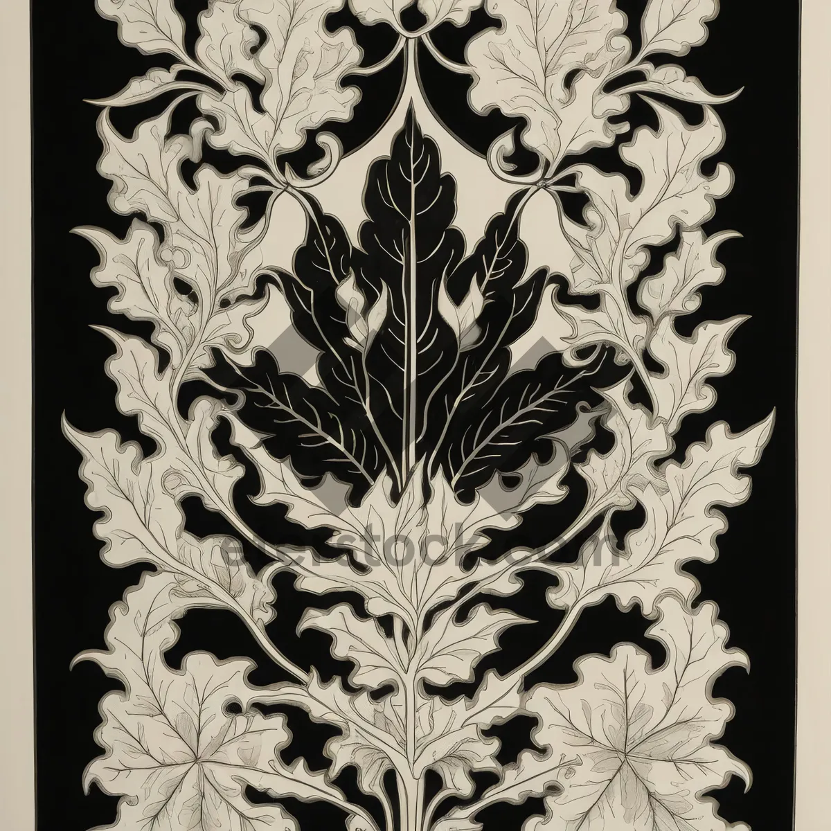 Picture of Vintage floral wallpaper with ornate swirls and curves.