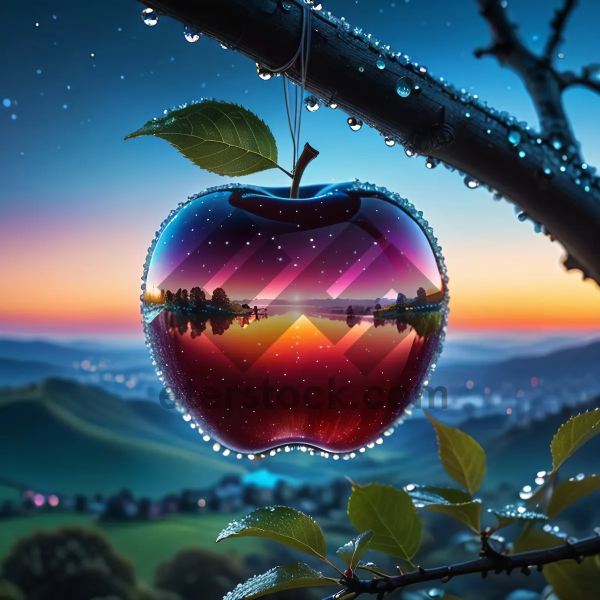 Picture of Healthy fruit ball decoration - apple and tomato mix