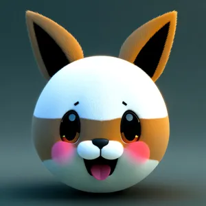 Cheerful Easter Bunny Ball in 3D Cartoon