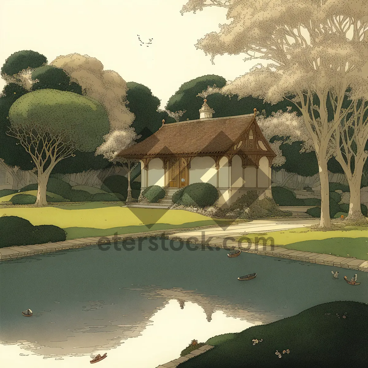 Picture of Skyline course with fountain and tree at resort