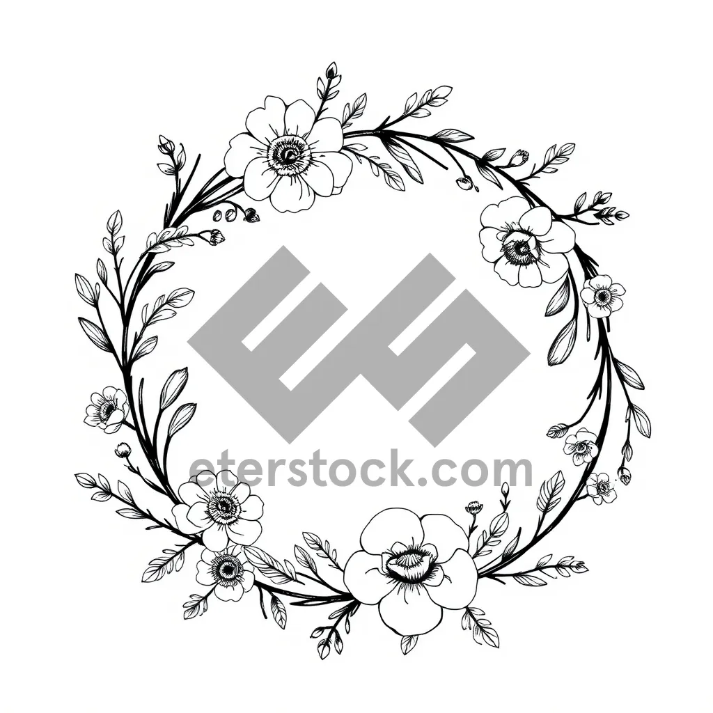 Picture of Floral Silhouette Ornate Design Element Border Vintage