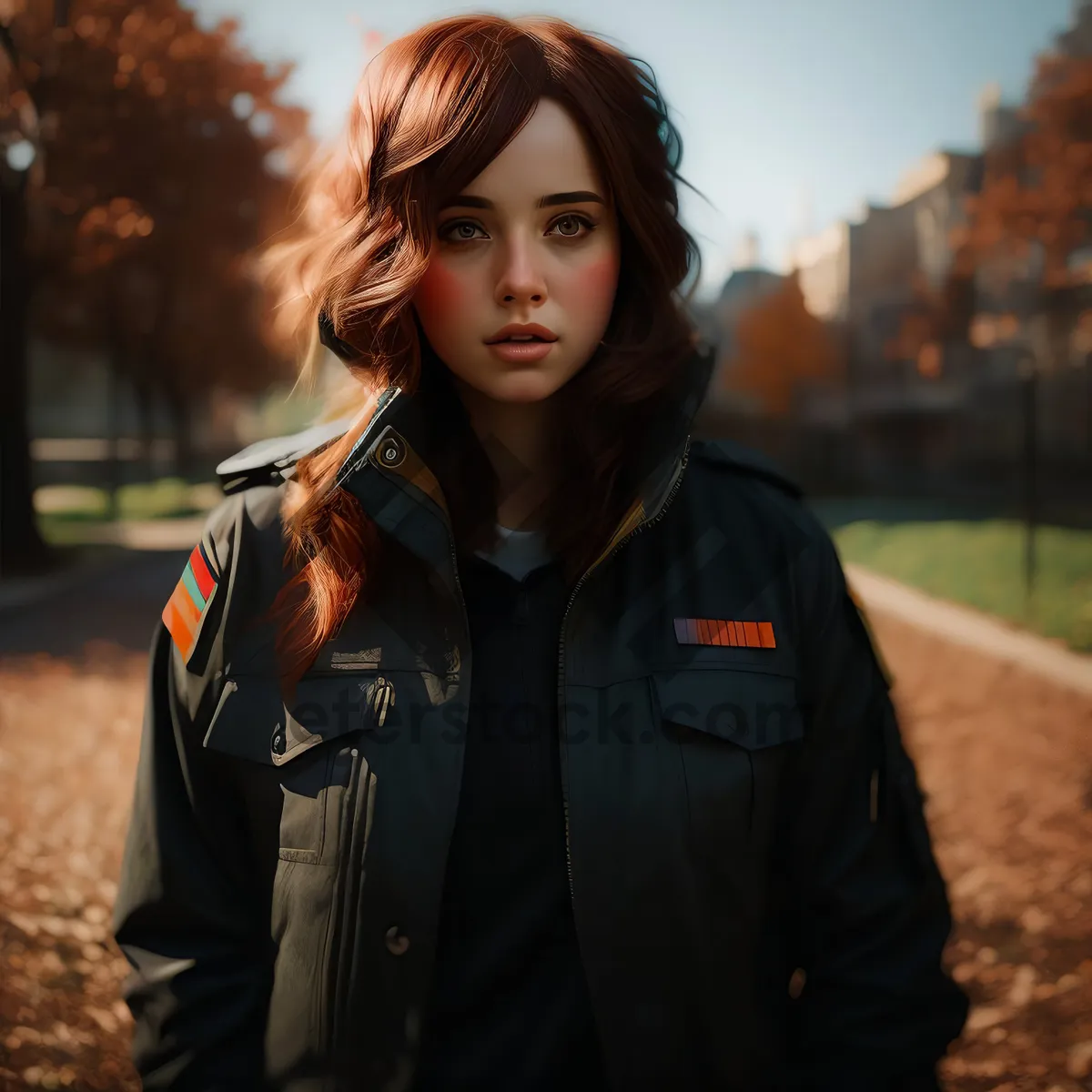 Picture of Smiling brunette businesswoman in professional suit portrait