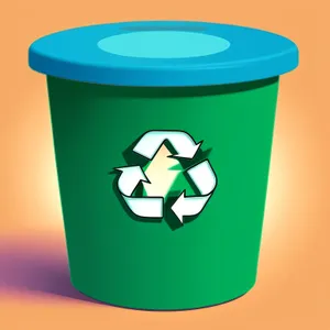 Garbage Container Icon with Cup and Conserve Icons