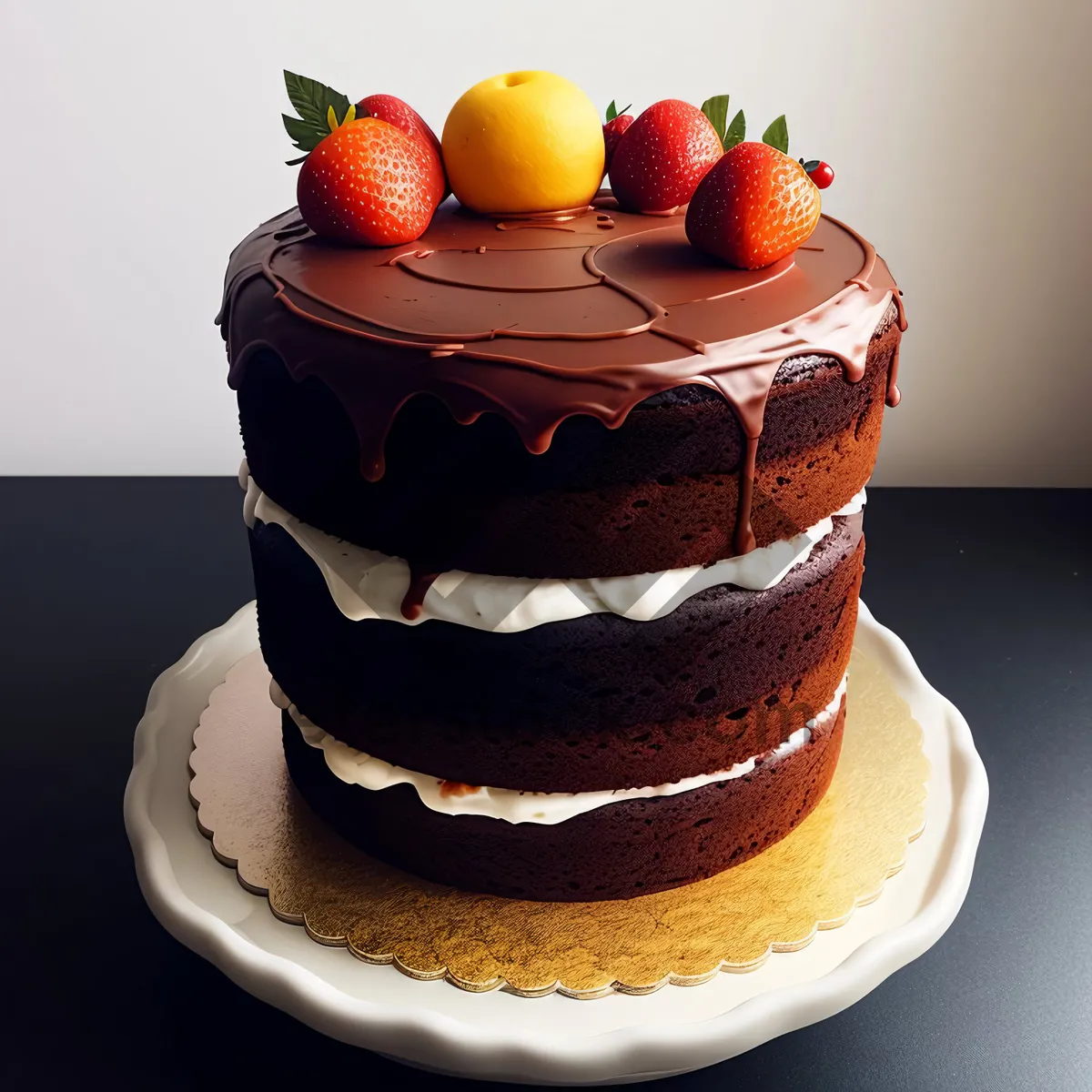 Picture of Delicious Berry Cake with Cream and Berries