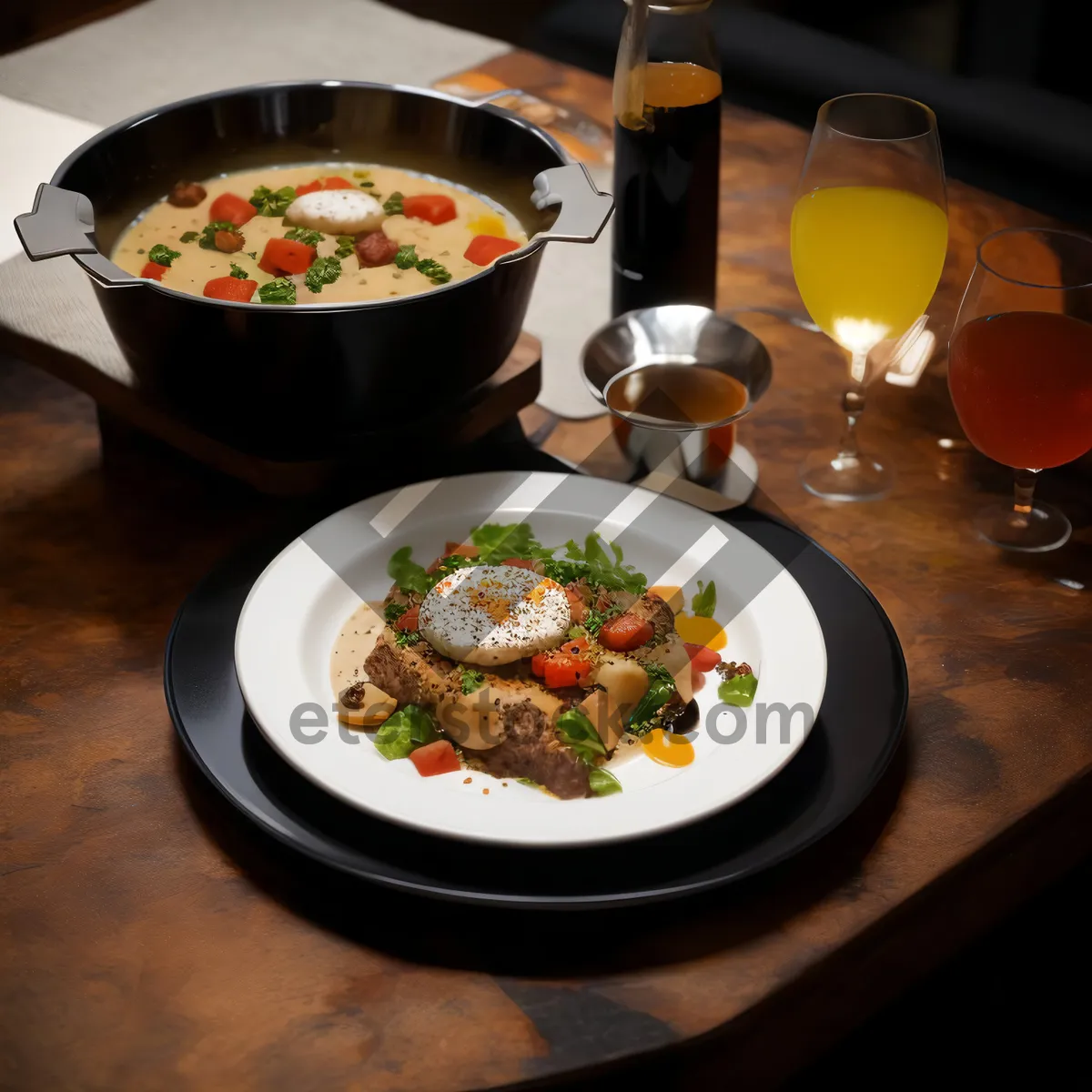 Picture of Healthy gourmet vegetable salad with cheese and sauce.
