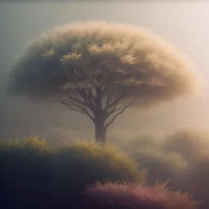 Sunlit Dandelion in Sky-Filled Landscape