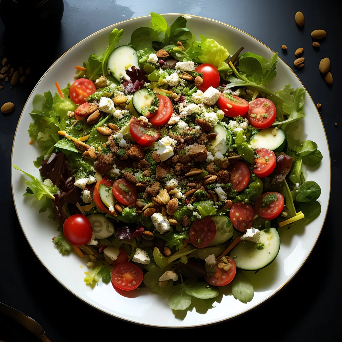 Picture of Gourmet Salad with Fresh Vegetables and Cheese