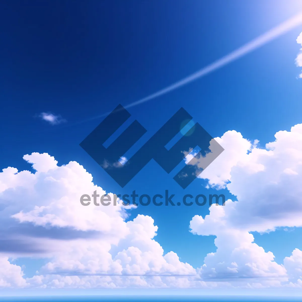 Picture of Vibrant Cloudscape Under Clear Summer Skies